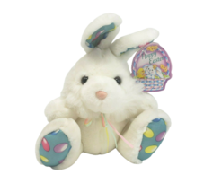 8&quot; VINTAGE TB TRADING CO WHITE BUNNY RABBIT EASTER EGGS STUFFED ANIMAL P... - £21.53 GBP