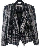 Tahari Arthur S. Levine Tweed Blazer Jacket Size 8 Black White Open Fron... - $27.44 CAD
