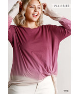 Women&#39;s Ombre Print Long Sleeve Top With Gathered Front Detail And Raw Hem - $682.33 MXN