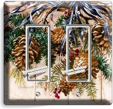 Retro Pine Tree Cones 2 Gfi Light Switch Wall Plate Country Cabin Home Art Decor - £12.64 GBP