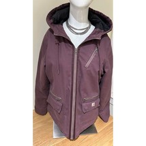 Carhartt Coat Women&#39;s M Reworked Purple Gallatin Hooded Pockets Workwear Casual - £58.16 GBP