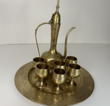 Vintage Brass Tea Set 8 Piece Ottoman Tarnished With Broken Lid  - £14.82 GBP