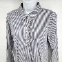 Banana Republic Classic Ruffle Blue Stripe Long Sleeve Women&#39;s Button To... - $15.79