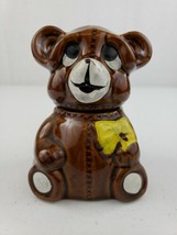 Vintage 1982 Houston Foods Ceramic Brown Teddy Bear Honey Jar or Jam Pot Holder - £8.05 GBP