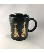 Vintage Black and Gold VIOLINS STRING ORCHESTRA MUSIC MUSICIAN Coffee Mug - £11.16 GBP