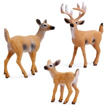 Deer Figurines Cake Toppers, Deer Toys Figure, Small Woodland Animals Set Of 3 - £18.97 GBP