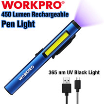 WORKPRO USB Rechargable LED Flashlight UV Black Light Pocket Pen Light 4... - £26.74 GBP