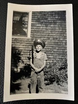 WW11 Photo &quot;Bushie Boy With Dad&#39;s Air Force Hat On&quot; 1940&#39;s - £5.18 GBP