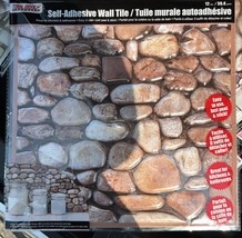 3D Peel Stick Wall Tile Brown River Rock Peble Stone Backsplash Lightwei... - $115.40 MXN