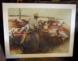 Mary Ann McConchie signed and numbered print, 115/500   cowboy herding cattle - £39.54 GBP