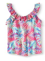 Wonder Nation Girls Woven Ruffle Tank Top XX-LARGE (18) Pink Tropical NEW - $12.48