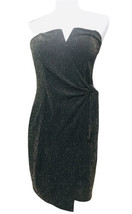 Trixxi Black Gold Metallic Strapless Mini Bodycon Stretch Dress SzL Elegant Sexy - £20.42 GBP