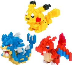 Nanoblocks - 3 Pokemon Characters - Gyarados, Charizard and Pikachu - £28.02 GBP