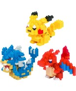 Nanoblocks - 3 Pokemon Characters - Gyarados, Charizard and Pikachu - £27.82 GBP