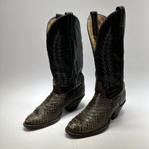 Vintage Tony Lama Cowboy Boots 8 B Exotic Python Back Cut Brown / Grey - $199.99