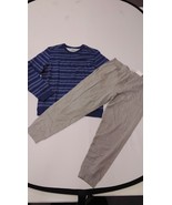 Striped Long Sleeve Crew + Jogger Pajama Set - Goodfellow &amp; Co Blue L - £16.22 GBP