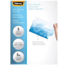 Fellowes, Self-Adhesive Laminating Pouches, 5 Mil, Photo Size, 5 per Pac... - £12.50 GBP