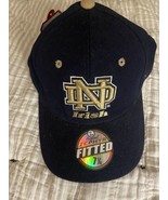 VINTAGE Notre Dame Fighting Irish Hat Cap Fitted Mens 7 1/4 Blue Gold Fo... - £27.18 GBP