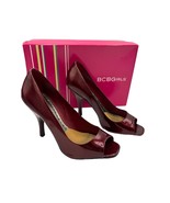 BCBGirls Ariel Ruby Red Tumbled Pearl Patent Leather Peep toe Stiletto H... - $19.70