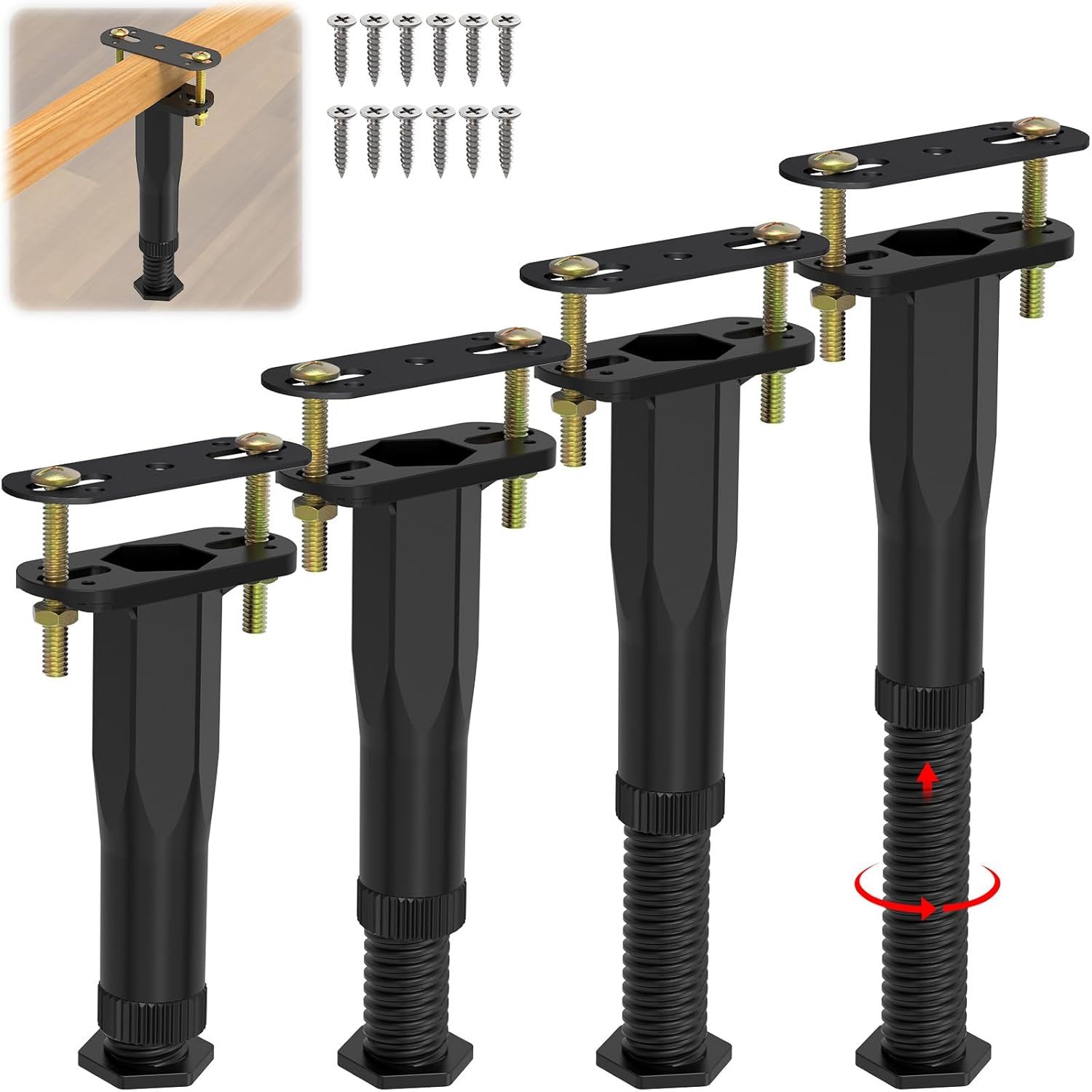 4 Pcs Adjustable Height Center Support Leg For Bed Frame (6.5&quot;-11&quot;), Upg... - $39.97