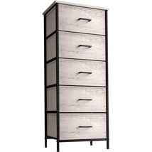 Sorbus Nightstand Dresser with 5 Faux Wood Drawers  Tall Bedside Table Chest wit - £82.46 GBP