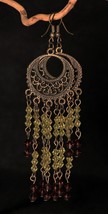 Long Dangle Indian Earrings Boho Pierced Beaded Vintage 80s Gypsy Hippie Big - £8.33 GBP