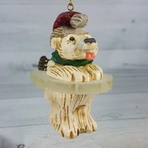 Vintage Ice Cubs 4&quot; Ornament On Thin Ice Polar Bear Faux Carved Wood D. Frykman - £14.97 GBP