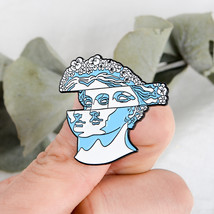 Roman Greek Statue Glitch Face Bust Blue enamel pin Sculpture - £5.45 GBP