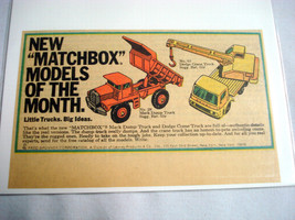 1969 Color Ad Matchbox Models of the Month Maxk Dump Truck, Dodge Crane Truck - £5.96 GBP