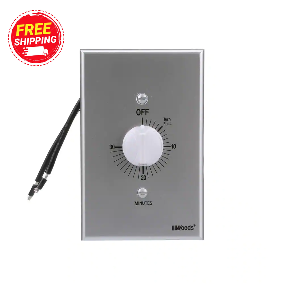 20Amp 30Minute InWall Spring Wound Countdown Timer Switch, Gray