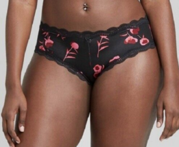 New! Auden Women&#39;s Micro Cheeky with Lace Black Floral Panties LOW RISE ... - £3.91 GBP