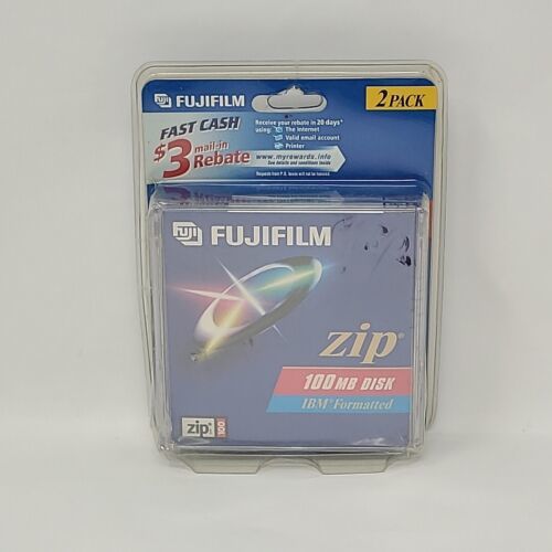 Primary image for NEW FujiFilm ZIP 100 MB Disk IBM Formatted -2 Pack Sealed