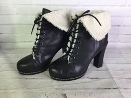 Kelsi Dagger Ricci Leather Shearling Lined Boots Booties Black Womens Si... - £49.85 GBP