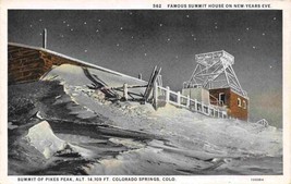 Summit House Pikes Peak Incline Railroad Snow New Year postcard - £5.02 GBP