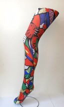 Abstract Tropical Colourful floral Patterned Printed Tights Funky pop art 70&#39;s 8 - £12.22 GBP
