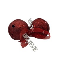 Red Glitter Jingle Bell Christmas Ornaments With Santa &amp; Believe Charms - $9.00