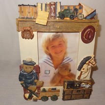 Figi Boys Toys Picture Frame 6&quot; Resin PF AT 301 Teddy Bear Train Books H... - £17.17 GBP