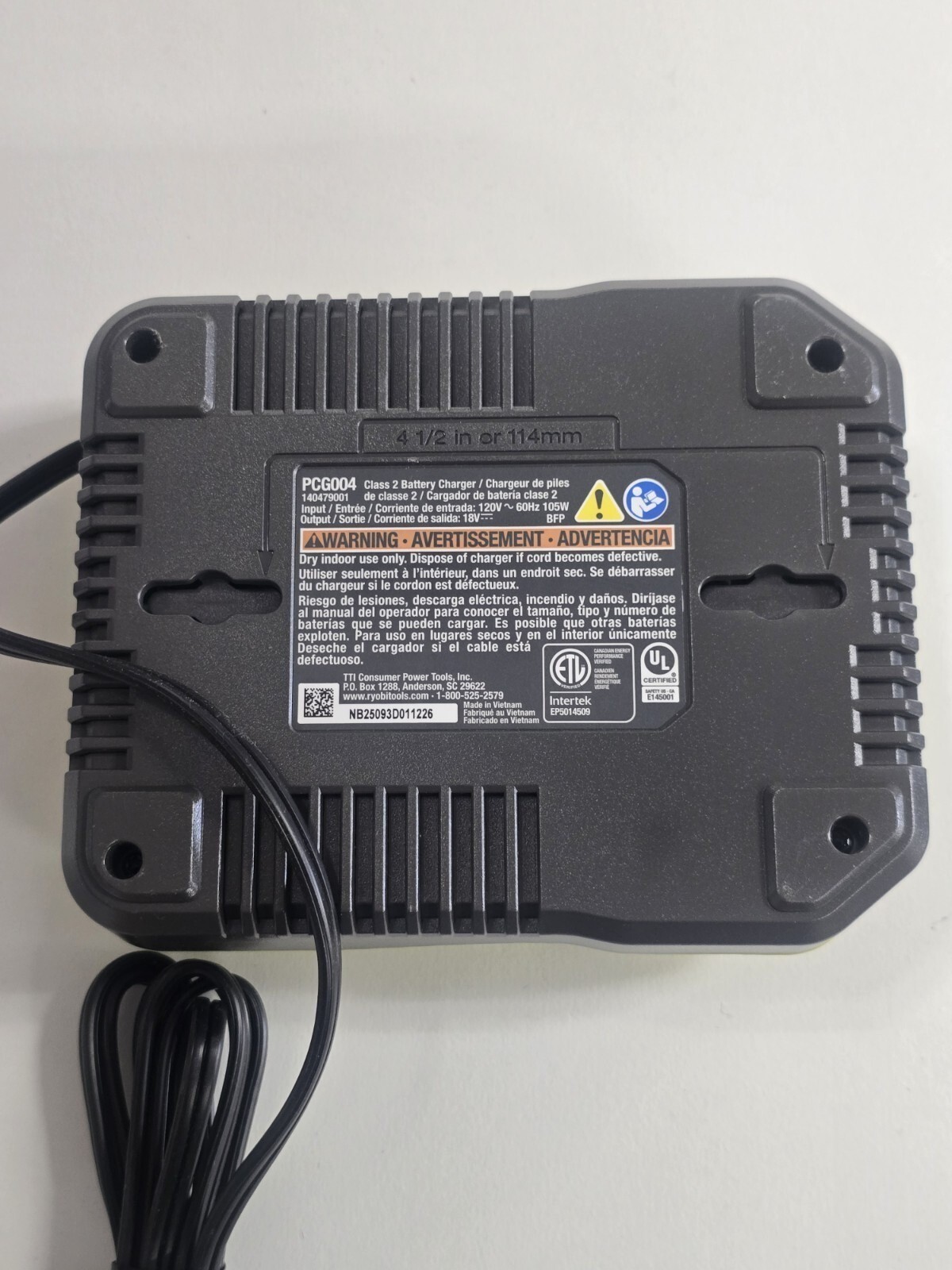 Ryobi One + Lithium - Ion Fast Battery Charger with LED Indicators PCG004 Item image 8