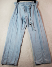 Junk Food Mickey Pants Womens Medium Blue Cotton Pleated Straight Leg Drawstring - £14.20 GBP