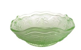 Vintage green depression glass grape vine pattern squared small bowl - $29.99