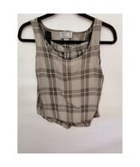 Created by Stella Casual Wear women small green white plaid blouse short... - $21.95