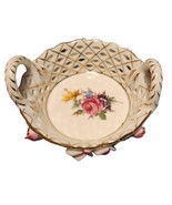 Decorative Porcelain Floral Basket w/side handles   4.5 x 2.5  made in C... - £9.16 GBP