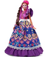 Barbie Doll Dia De Muertos Doll Ruffled Dress Flower Crown & Calavera Face Paint - $37.99