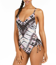 NWT BAR III Women&#39;s Black Shirred Sides Ties V-Neck One Piece Swimsuit Medium - £26.37 GBP