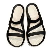 CROCS Black &amp; White Swiftwater Sandal Shoe Womens Size 6 Beach Casual Comfort - £17.29 GBP