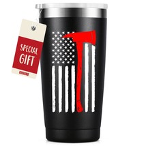 Thin Red Line Firefighter Gifts For Men - Funny Fire Department Coffee Tumbler - - £26.59 GBP