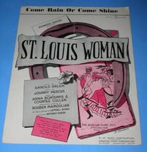 Come Rain Or Come Shine Sheet Music Vintage 1946 St. Louis Woman Arlen Mercer - £9.50 GBP