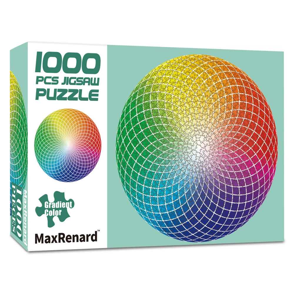 MaxRenard Jigsaw Puzzle 1000 Pieces for Adults Gradient Color Round Rainbow - £17.35 GBP