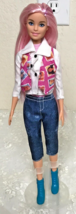 Mattel 2021 Color Reveal Barbie Pink Glitter Hair Blue Eyes Rigid Body - $11.39