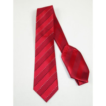 Mens Steven Land Density 100% Satin Silk Crystal Tie/Hankie Set CR27-05 Red image 2